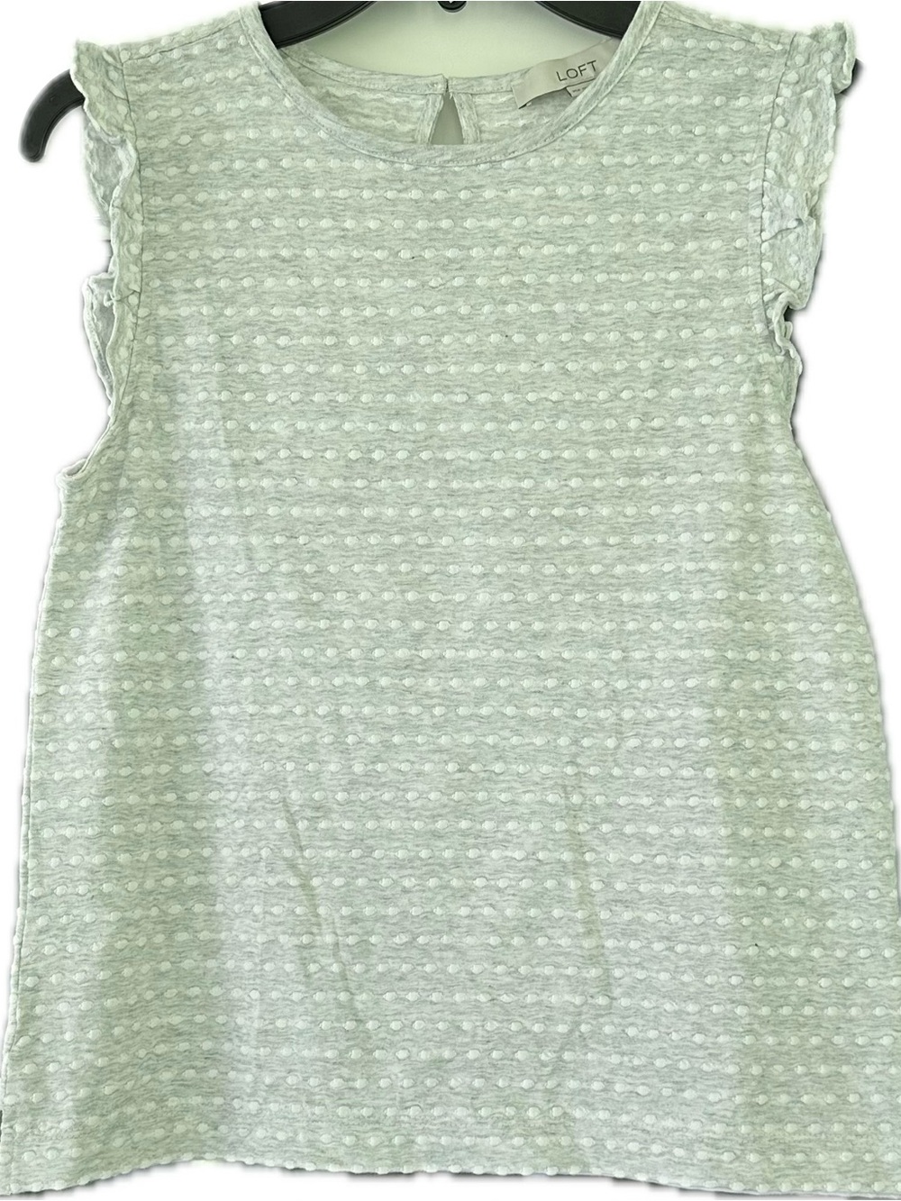 LOFT Women's Petites Light Gray Textured Cap-Sleeve Top